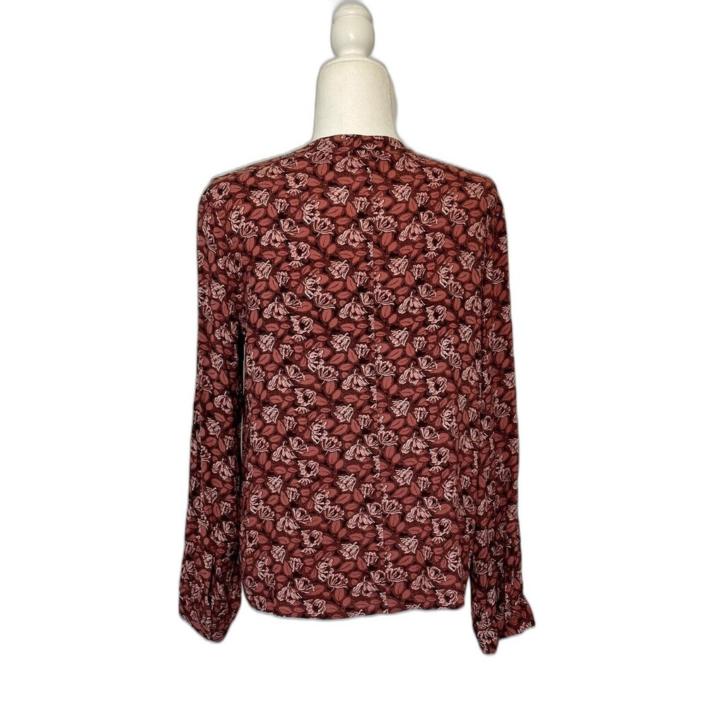 NWT TREASURE & BOND Women Size S Long Sleeve Red Rust Floral Blouse Career Boho - Picture 5 of 9